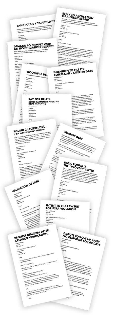 Credit repair dispute letter templates included in the guide
